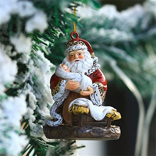 2QN Дядо Коледа чака Висулка Украса на Коледната елха Коледна украса Подарък Бижута от смола