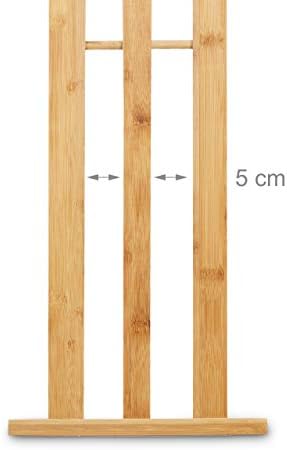 Размер на бамбукова поставка за кърпи Relaxdays: около 82 x 54 x 24 cm, ръководства за повдигане, държач за кърпи с 3 пътеки като елегантен аксесоар за баня, свободно стояща зак