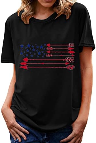 Ризата на Деня на Независимостта за Жени, Американският Флаг, на 4 юли, Тениска, Блуза с Къси ръкави, елегантно облечен Ежедневни Тениска с Изображение