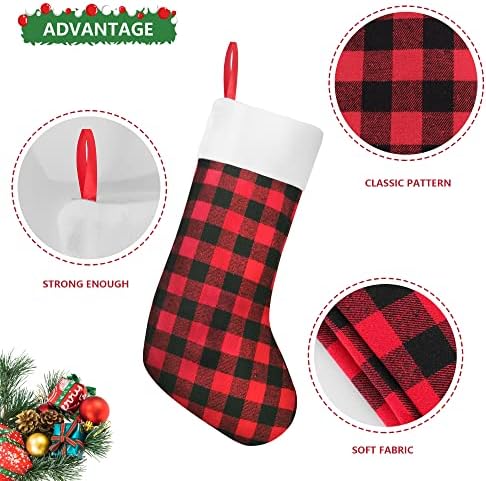 Коледни чорапи VIBILIA, 4 опаковане на Коледни Отглеждане в клетка 18 инча от Бъфало с плюшени белезници, Чорапи за окачване на