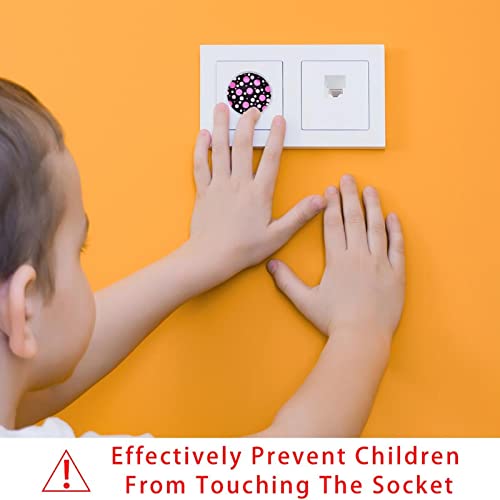 Прозрачен капак за контакти (24 опаковки) С чертеж в розово-бяло грах, Диелектрични Пластмасови Капачки за електрически контакти, Защита на обекти от деца, Защита на