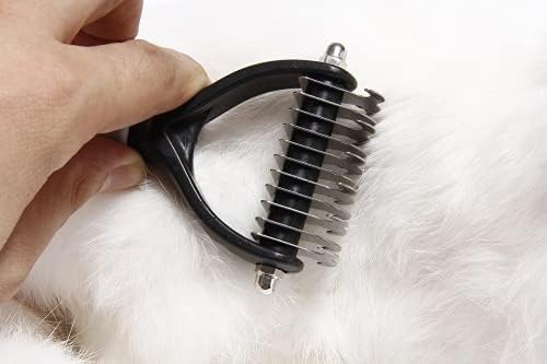 Четка за грижи за домашни любимци, за кучета / котки, инструмент за премахване на коса 2 в 1 и долната гребен за отстраняване на