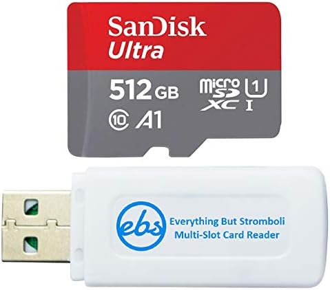 Карта памет SanDisk 512GB Ultra microSDXC UHS-I Работи с Samsung Tab S7, Tab A 8.0 (2019), Tab S6 Lite (SDSQUA4-512G-GN6MN) в комплект с (1) за Всички, с изключение на устройството за четене на карти памет Стромбо