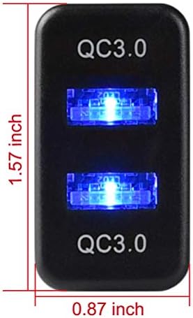Cllena Двойно USB порт 6.4 A QC3.0-Бързо зарядно устройство Жак Адаптер за Toyota, съвместим с мобилен телефон iPad PDA, Лаптоп,