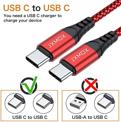 JXMOX Кратък USB кабел C-USB C 60 W, (2 опаковки по 0,5 метра) Кабел за бързо зареждане Type C, Зарядно устройство, съвместим с