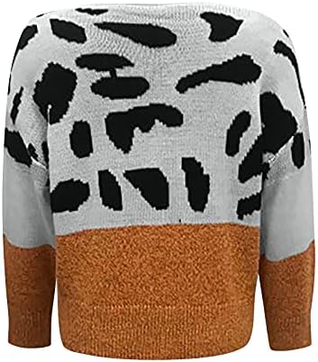 Дамски зимни Пуловери с принтом 2023, Вязаный Пуловер с заниженными рамене и един деколте, Всекидневни Пуловер Голям Размер, Пролет