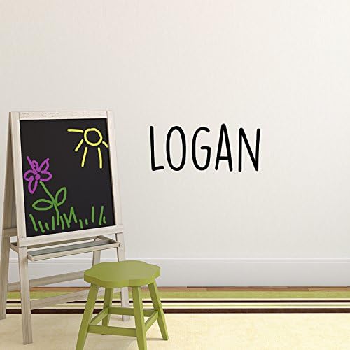 Vinyl стикер на стената с име на момчето - текстово името на Логан - 12 x 29 - Винилови стикери за стена на спалня за малки момчета