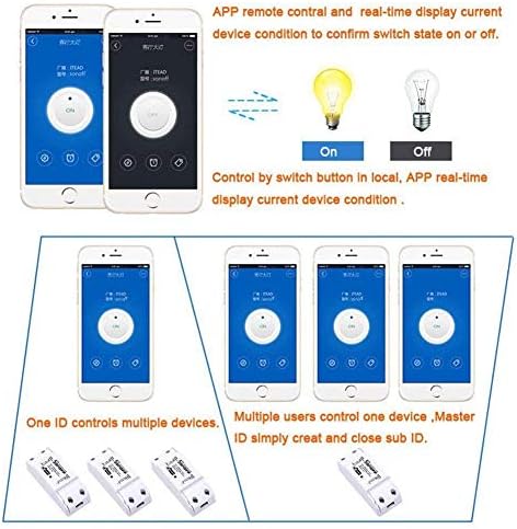 Sonoff WiFi Switch Комплект от 6 Безжични Дистанционни управления за Електрически Домакински уреди е Съвместим с Алекса НАПРАВИ си сам Своя дом чрез приложение за Iphone, Android