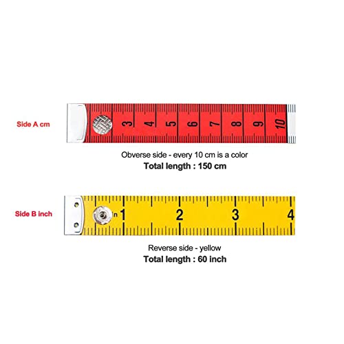 Измерване на лента от 3 опаковки за шиене на плат, за тялото, за Измерване за домашно бродирани, 60-инчов /150-сантиметър Мека Многоцветен