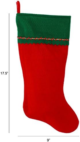 Първоначално Коледни Чорапи, Бродирани мен с монограм, от Зелен и Червен филц, Инициал А