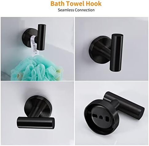 Комплект оборудване за баня Cilee от 8 теми Матово черен цвят, 24-инчовата Закачалка за кърпи + Халка за Хавлии + Държач за Тоалетна