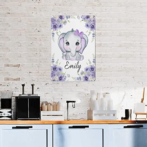 Обичай Алуминиев Плакат с изображение на Лилав Слон на стената, Подарък за дете, Персонални Плакат С Декор За декор на Детска Стая