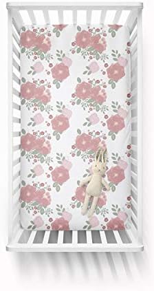 Lotte & Eve Чаршаф за стандартна креватчета от памук, в розово цветен Акварел за малки момичета или малки деца