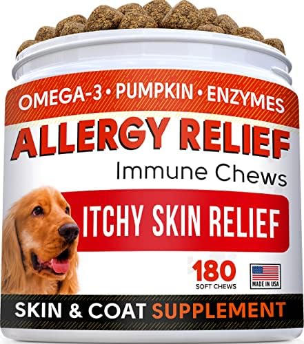 Дъвченето на дъвка от изгаряне на билки + Лакомства за кучета от алергии, с комплекс от Омега-3 - каталитичен конвертор кучешки за тревата + Облекчаване на сърбеж на к