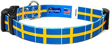 Нашийник за кучета Швеция | Флаг на Швеция | Быстросъемная обтегач | Произведено в Ню Джърси, САЩ | за много малки кучета