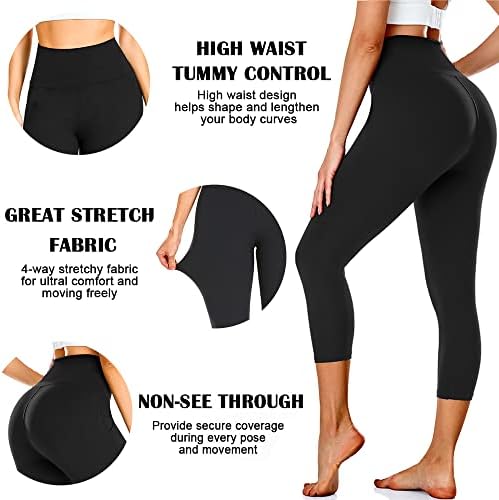 Дамски Гамаши-Капри FULLSOFT от 3 опаковки - Черни Спортни Панталони за Йога с висока талия и контрол на корема