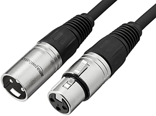 Basics 2-Pack XLR Микрофон, кабел за високоговорител система, Всички Медни проводници, обвивка от PVC 6 мм, 25 Фута, Черен