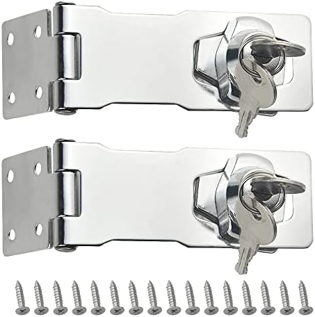 TOVOT 2 Опаковки замъци-засовов с ключ 4,1 × 1,6 заключване на Вратата-бравата е Хромиран заключване с Винтове, Определя болт за кутията на шкафа (с друг ключ)