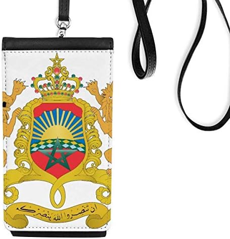 Мароко Африка Национална Емблема На Телефон Портфейл Портфейл Окачен Мобилен Калъф Черен Джоба