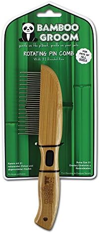 Въртящата се четка за коса за домашни любимци Alcott Bamboo Groom с 31 заоблени игли за домашни любимци