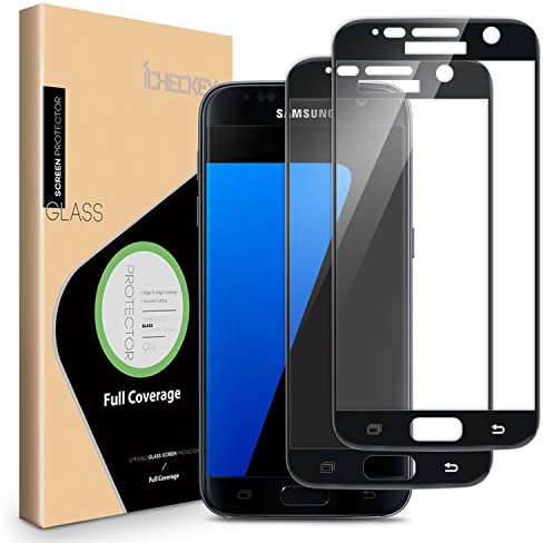 Защитно фолио ICHECKEY за Samsung Galaxy S7 с 2 пакет, Защитно фолио, изработени от закалено стъкло 2.5 D с пълно покритие за Samsung Galaxy S7-Черен