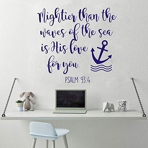 Стихове от Библията Стикери за стена е по-Силна От Морски вълни Любовта ти към Изкуството Сладък Морски Декор за детска Стая за