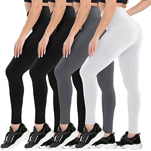 CAMPSNAIL 4 Опаковки Леггинсов с висока талия за жени - Меки Утягивающие Панталони за Йога с контрол на корема за тренировки, Бягане, Голям размер